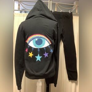 Lauren Moshi Cotton Jogger Sweatpants 26 x 29 Hoodie with Rainbow Eye and Stars